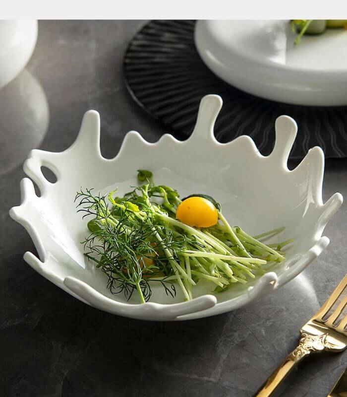 Artisan Splash Ceramic Serving Bowl | Modern Abstract Design | Decorative Fruit & Salad Bowl