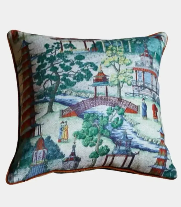 Decorative Cushion Cover Chinoiserie Chenille Cushion Cover Print