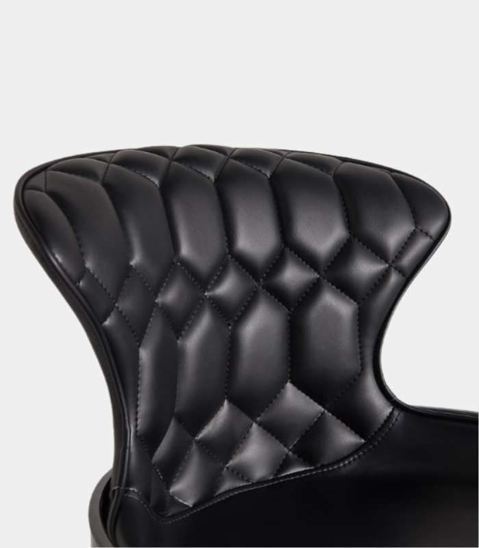 Modern Tufted Leather Dining Chair with Metal Legs - Black or Cognac