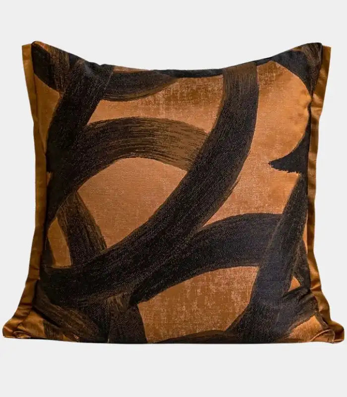 Abstract Cushion Cover Collection - Amber & Charcoal 45x45 cm (18 x 18 in)