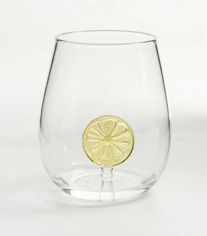Set of 2 Citrus Glass Tumbler Set – Handcrafted with Lemon Slice Design