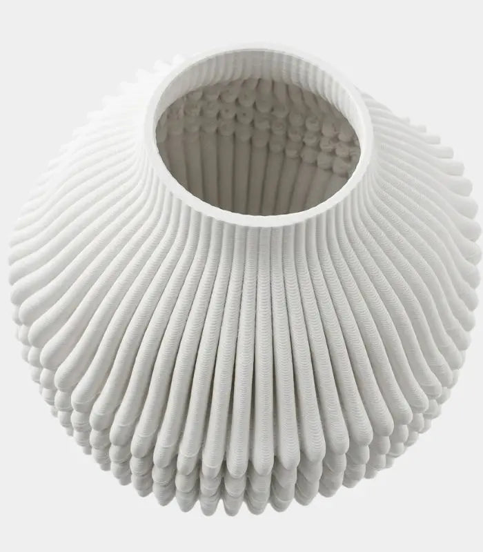 Celestara Ceramic Vase – Handcrafted Pleated Design in Ivory White