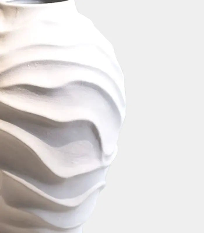 Sculptural Wave Ceramic Vase – Handcrafted Organic Design White