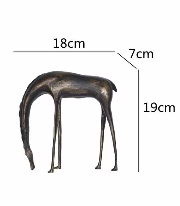 Tranquil Grazing Horse Sculpture Iron Decor 18 cm / 7.09"