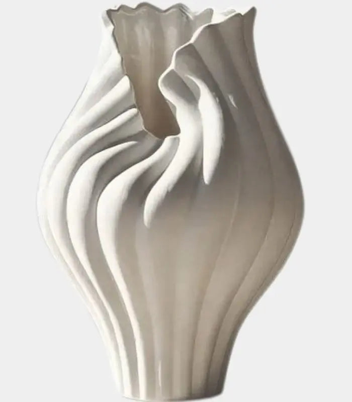The Aria Sculptural Vase Handcrated Tabletop Vase Large White 32 cm