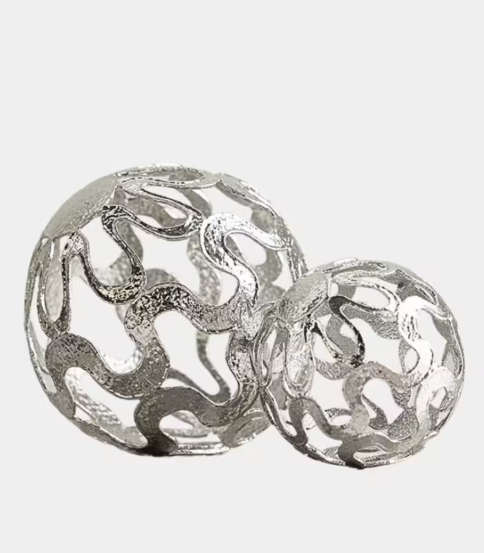 The Arabesque Decorative Sphere Sculpture Decorative Object Silver