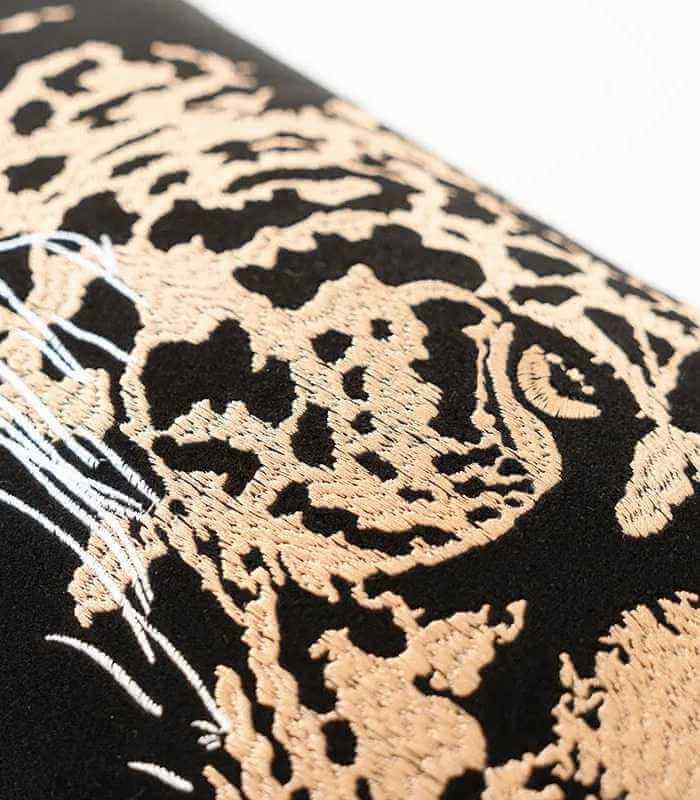 Cushion Cover Velvet Leopard Embroidery Black