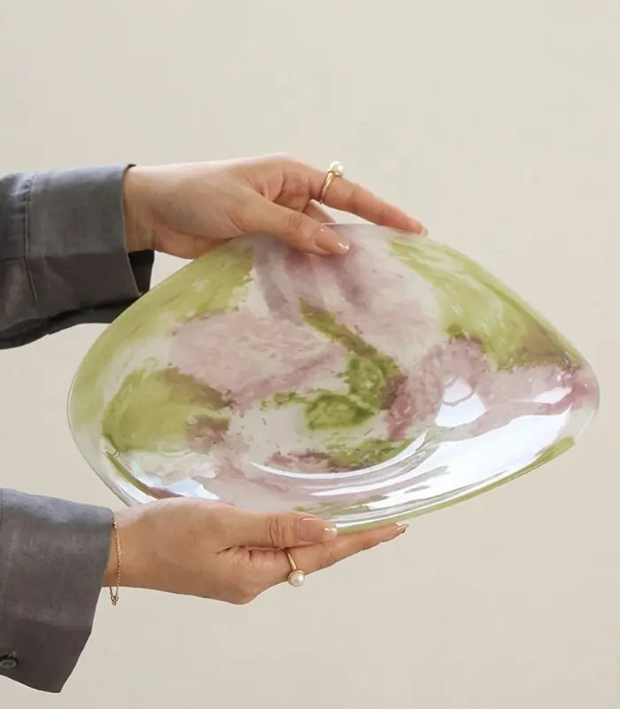 Aurora Glass Bowl – Hand-Blown Irregular Decorative Centrepiece 35 cm