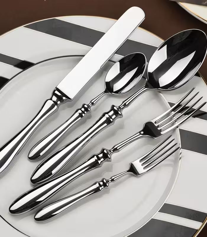 Ashford 20-Piece Stainless Steel 18/10 Flatware Set – Classic Gourd Handle Design for 4