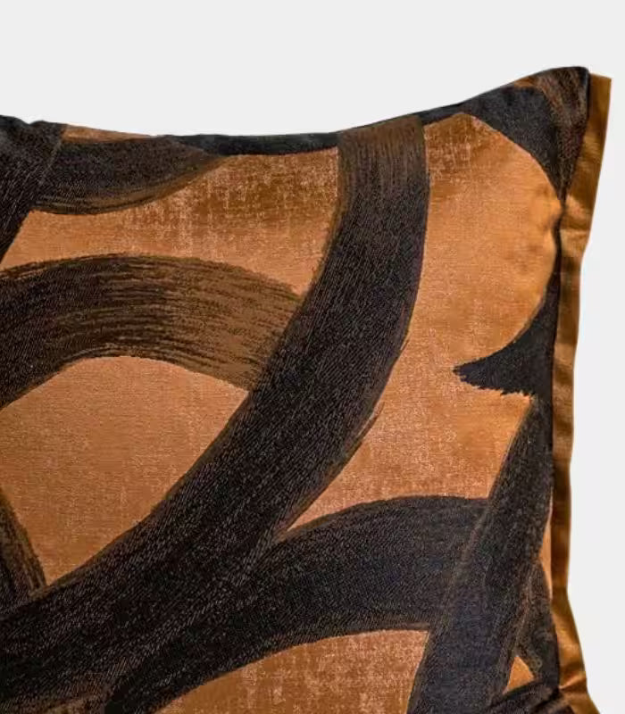 Abstract Cushion Cover Collection - Amber & Charcoal 45x45 cm (18 x 18 in)