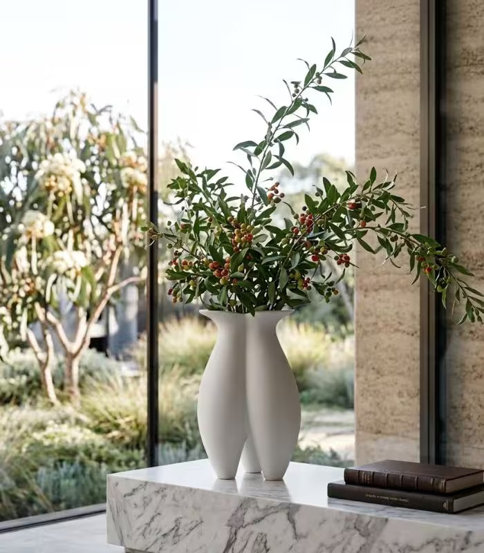 Silhouette Ceramic Vase Frosted White Large