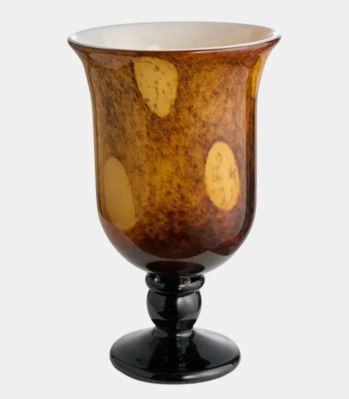 Havana Amber Glass Vase – Handcrafted Pedestal Design 27 cm (10.63 in)