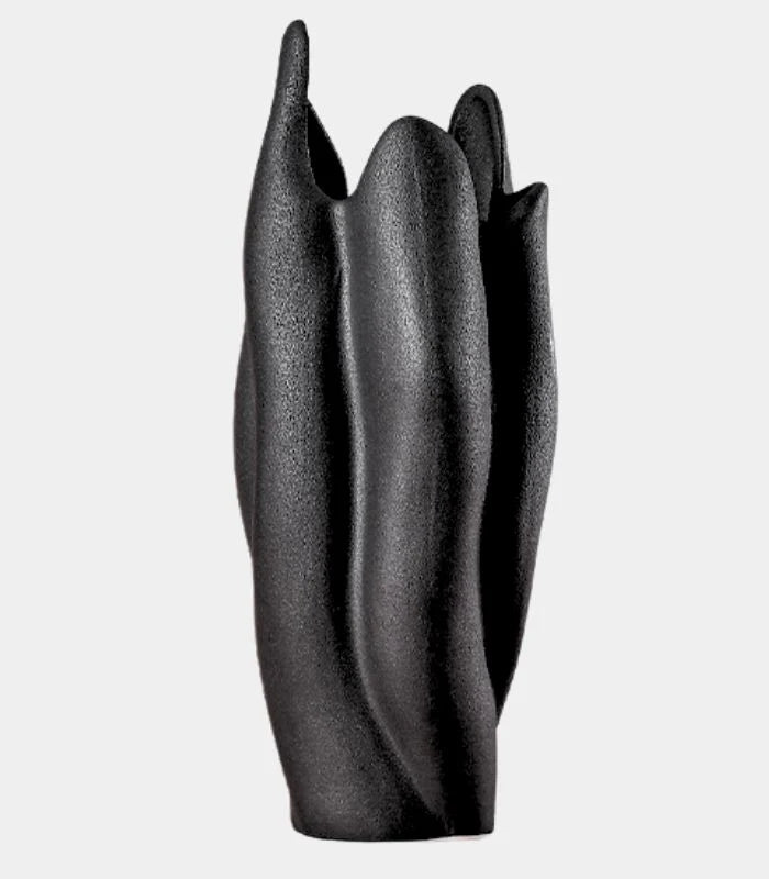 Noir Ceramic Vase Black Textured