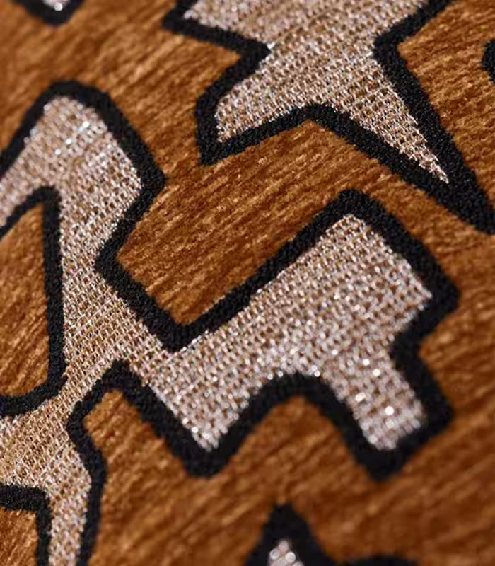 Geometric Tribal Chenille Cushion Cover Brown