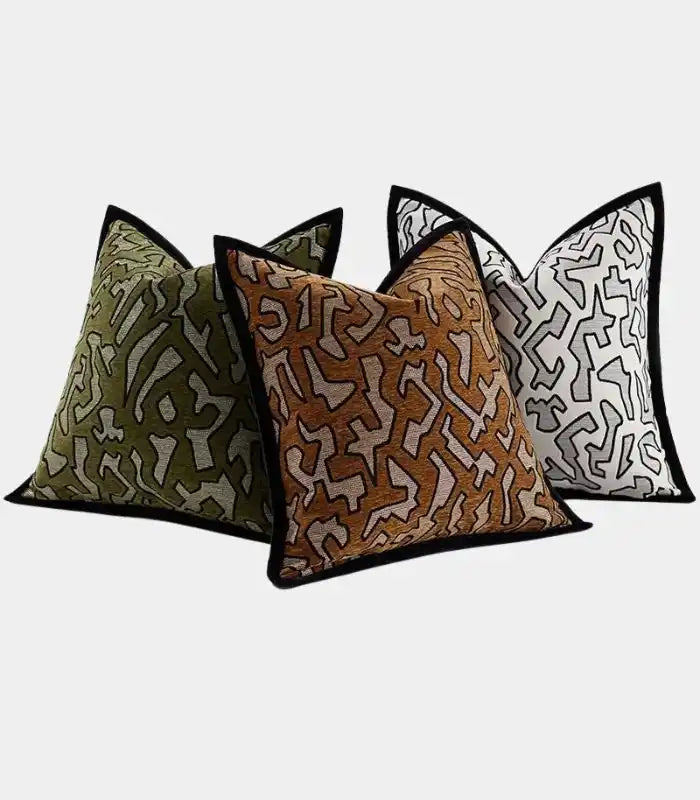Geometric Tribal Chenille Cushion Cover Green