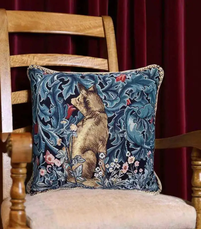 Gris Loup Art Deco Cushion Cover - Luxurious Tapestry Cotton Jacquard