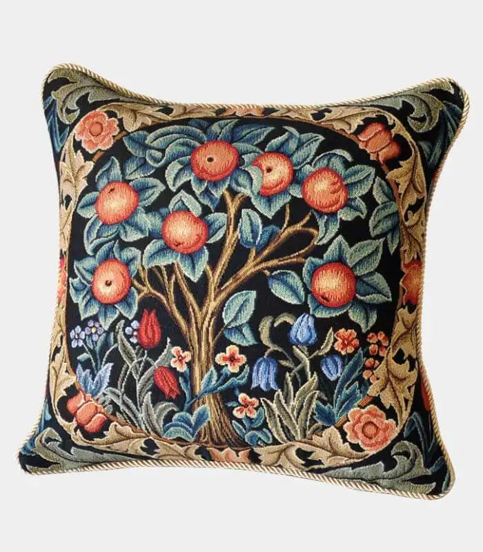 Tree of Wisdom Cushion Cover | 45x45cm Jacquard & Cotton | Art Deco Style