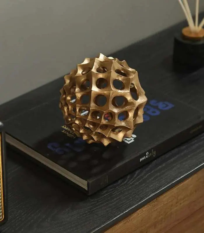 Decorative Ornament Sphere Sculpture Metal 15 cm