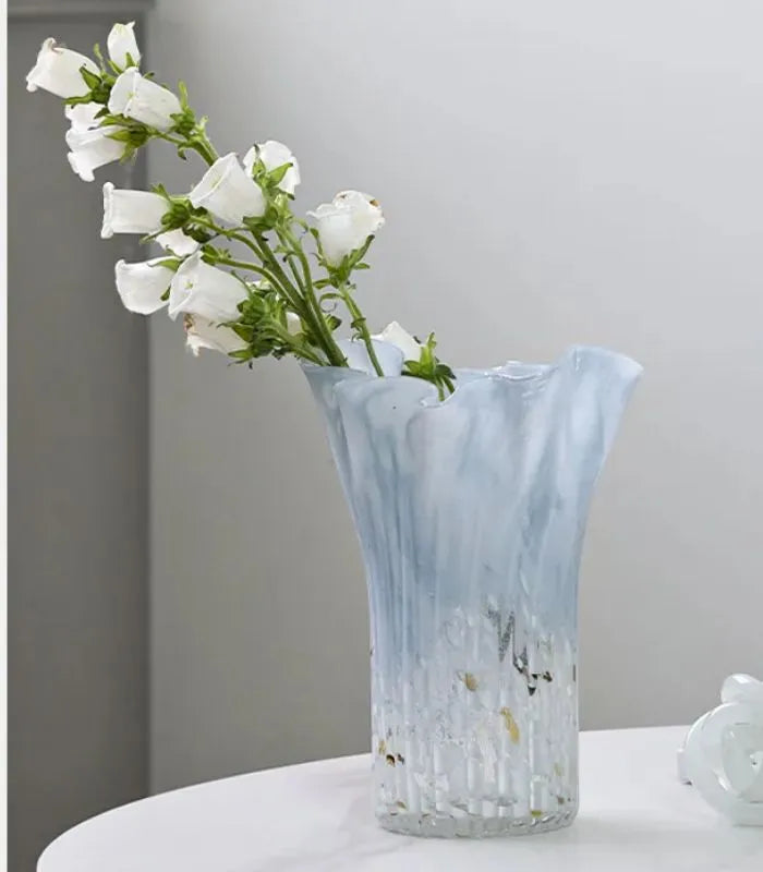 Ethereal Glass Vase – Organic Sculptural Design Blue