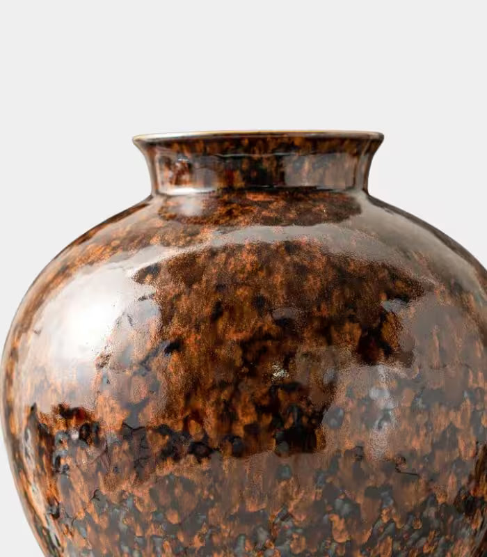 Vesper Tabetop Vase – Tortoiseshell Glaze Design with Round Silhouette Porcelain 24 cm