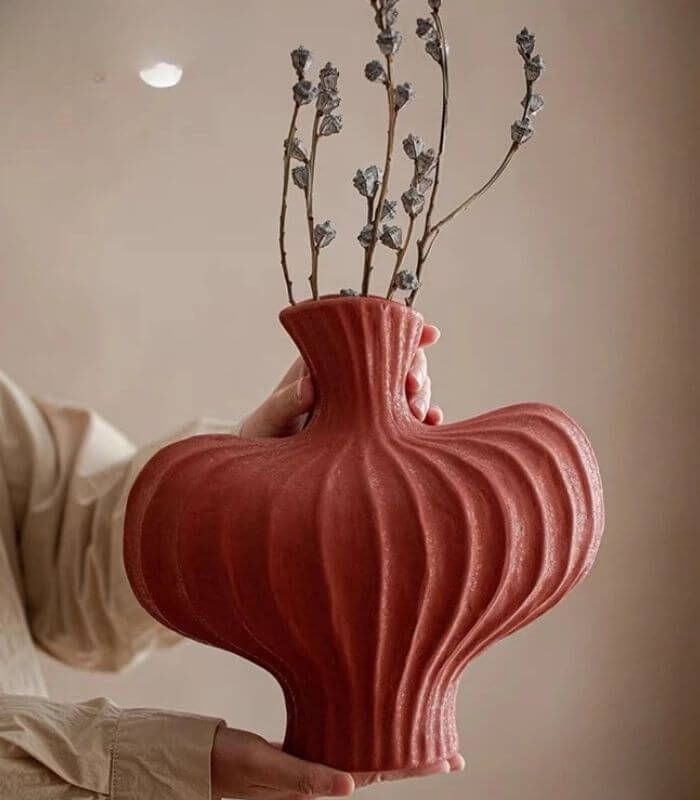 Red Table Vase Handmade