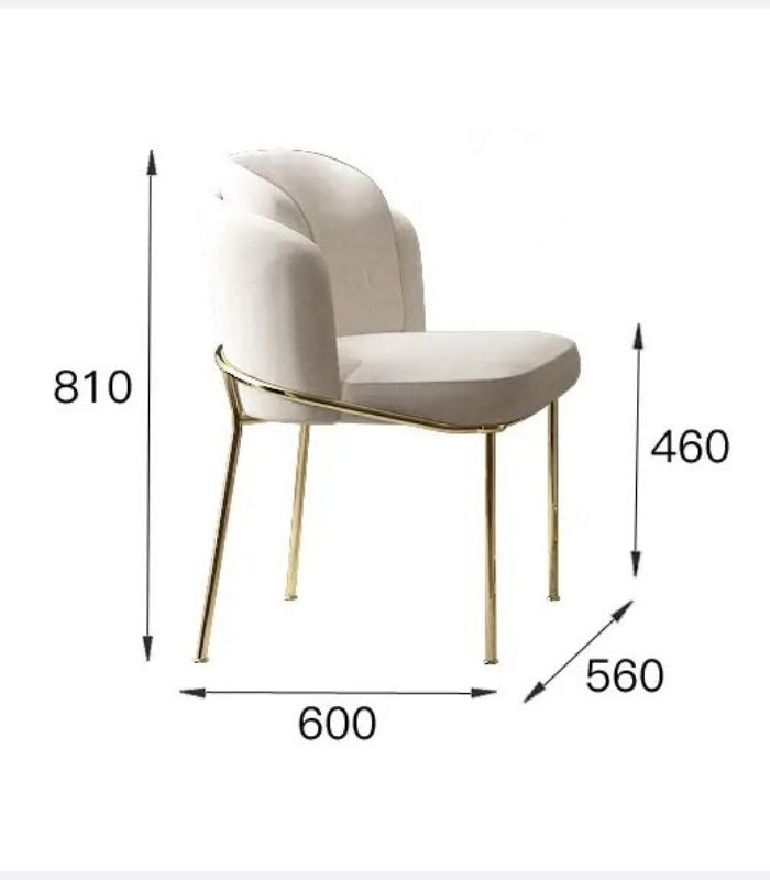 Post-Modern Minimalist Dining Chair White with Gold Metal Frame