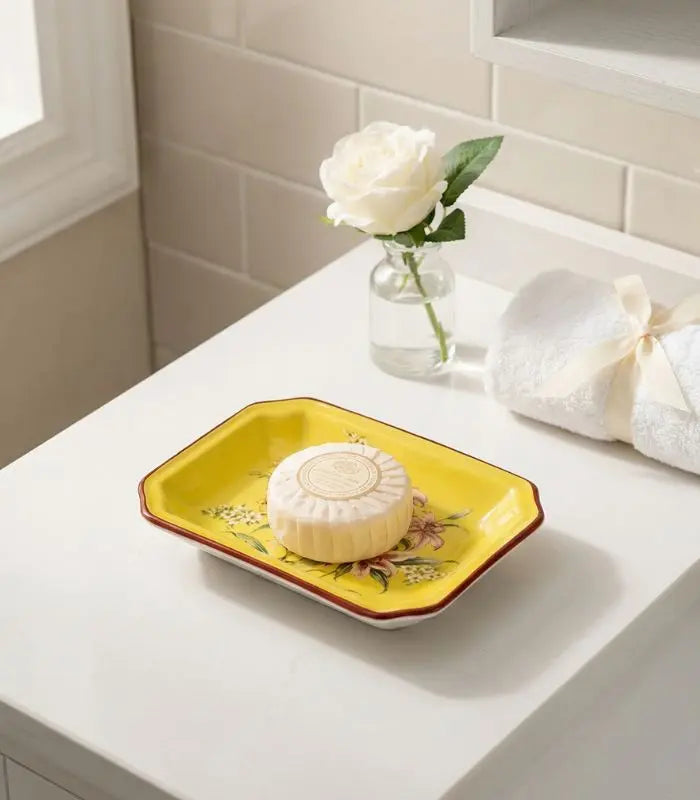Marigold Ceramic Soap Dish – Hand-Decorated Floral Design