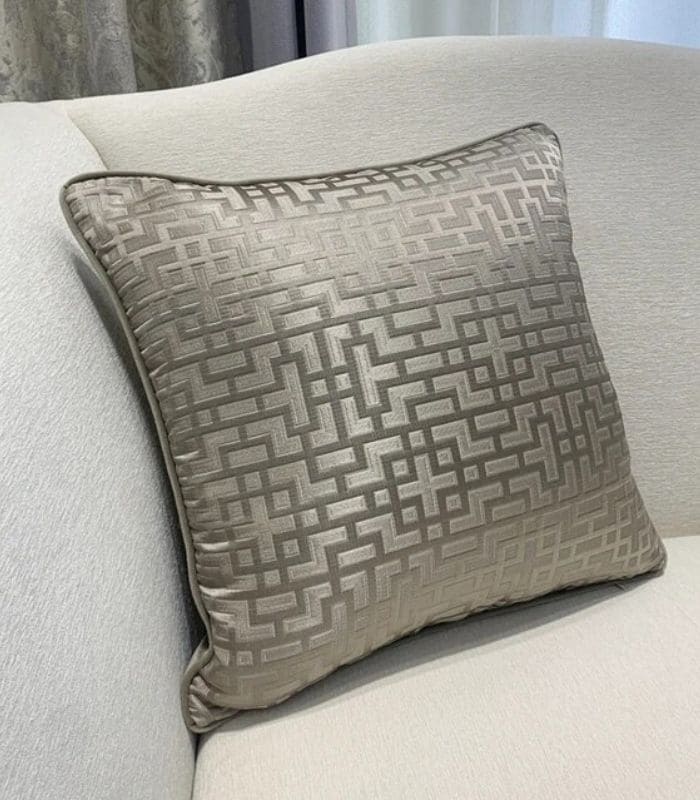 Geometric Cushion Cover Fernwood Jacquard Velvet Woven Grey