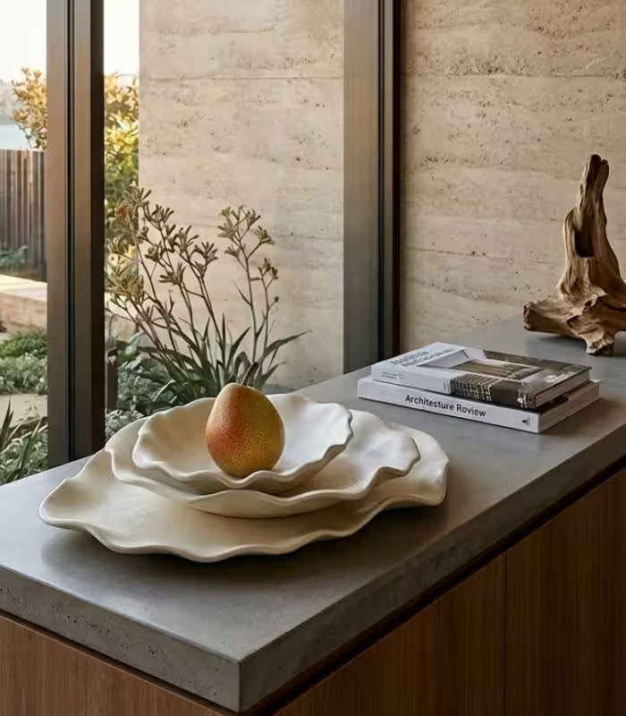 Lotus Ceramic Collection – Organic Serveware in Three Sizes Dinnerware Plates