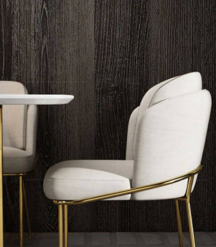 Post-Modern Minimalist Dining Chair White with Gold Metal Frame