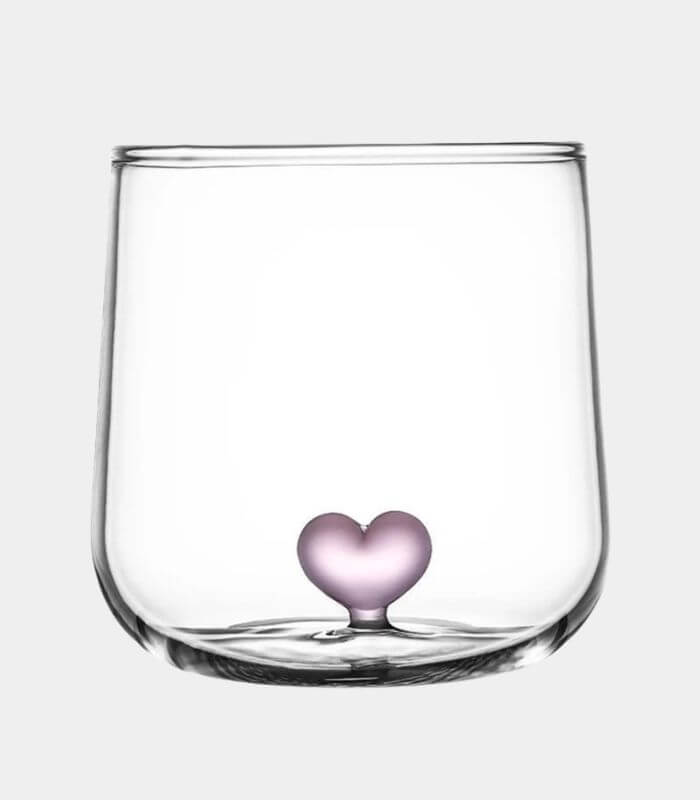 Handblown Heart Glass Goblet - Unique Cocktail Glassware