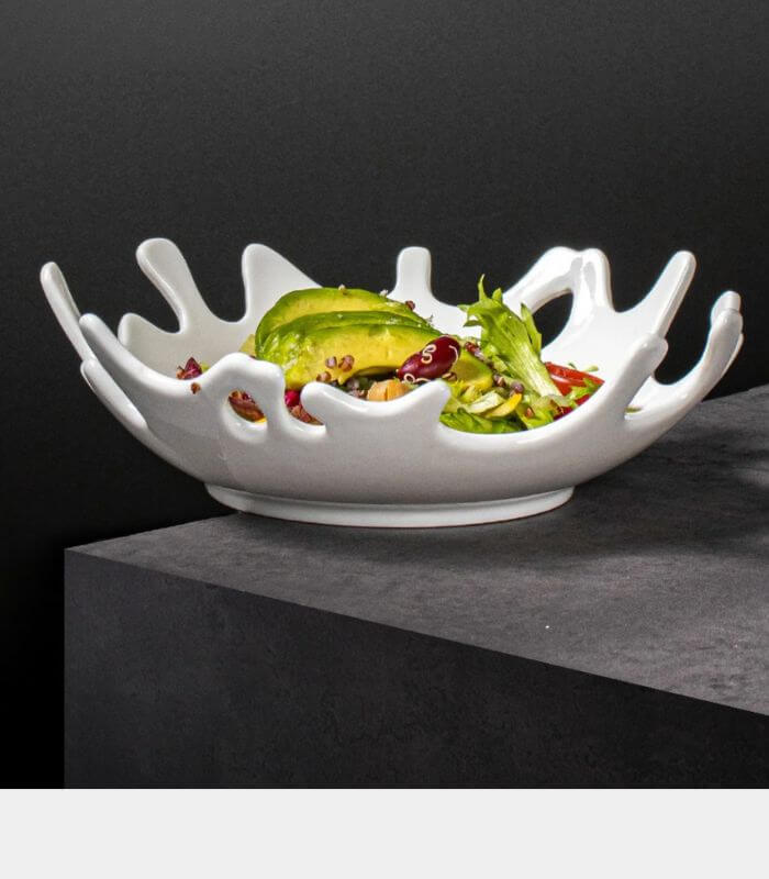 Artisan Splash Ceramic Serving Bowl | Modern Abstract Design | Decorative Fruit & Salad Bowl