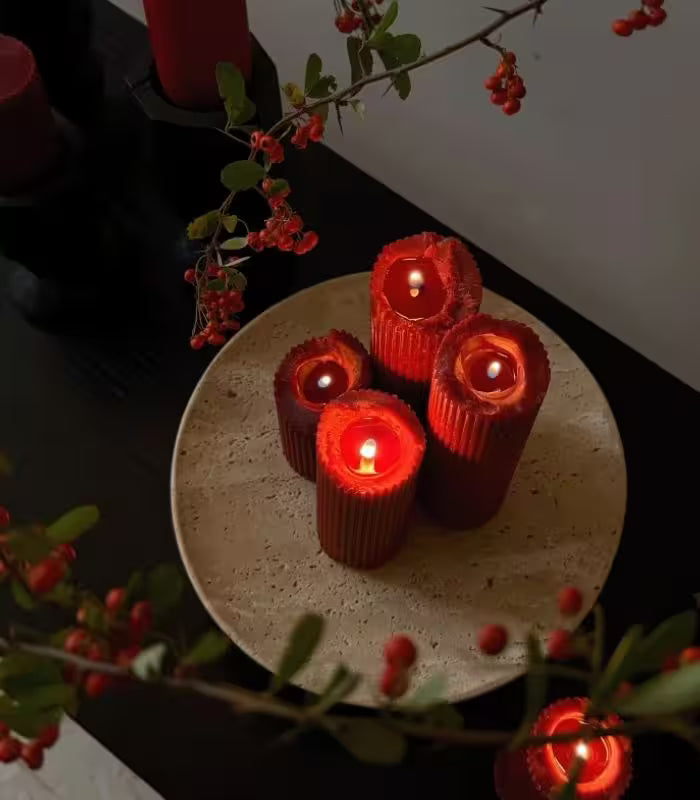 Travertine Pedestal Bowl – Natural Stone Decorative Tray for Home Styling 25 cm