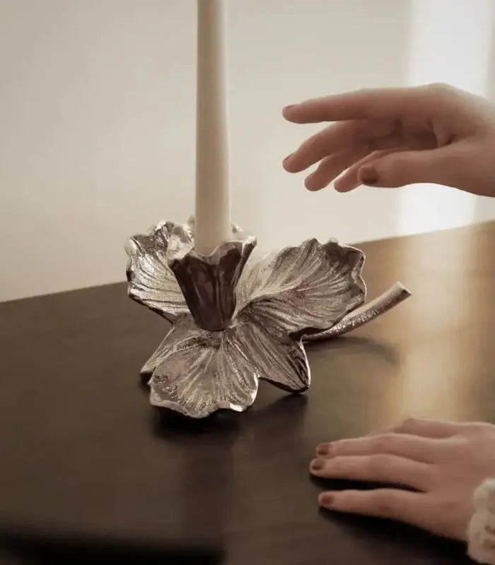 Orchid Bloom Candle Holder – Cast Aluminum Design