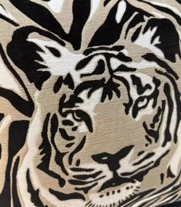 Nocturne Woven Cushion Cover – Tiger Portrait Design in Black and White 45 x 45 cm