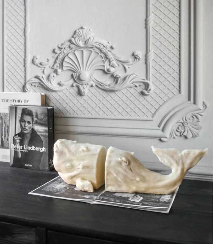 Set 2pcs White Whale Decorative Bookends Resin 40.5 cm