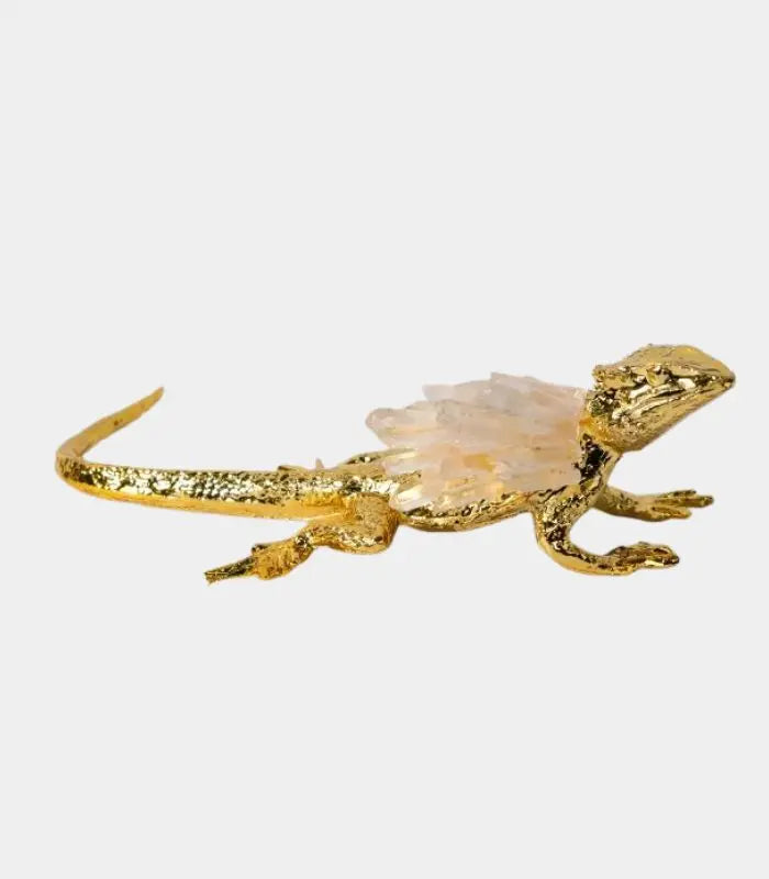Metal Gold Lizard Decorative Sculpture Statue Crystal Lizard 18 cm