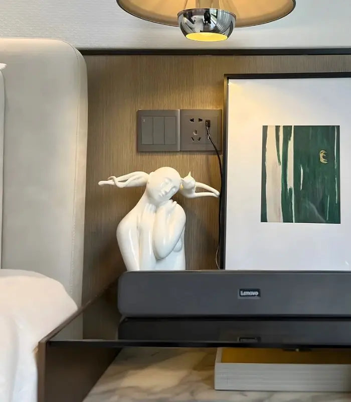 Whispering Muse Resin Sculpture - Elegant Abstract Home Decor 28 cm