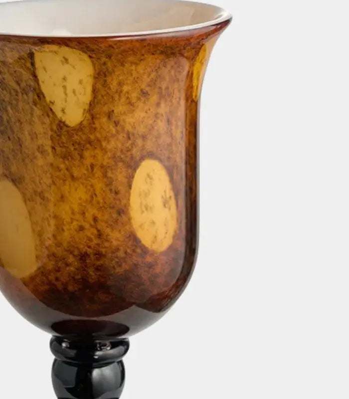 Havana Amber Glass Vase – Handcrafted Pedestal Design 27 cm (10.63 in)