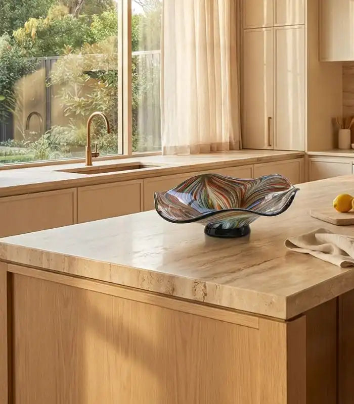 Aveline Multicolour Glass Bowl – Handblown Artisan Design 40 cm