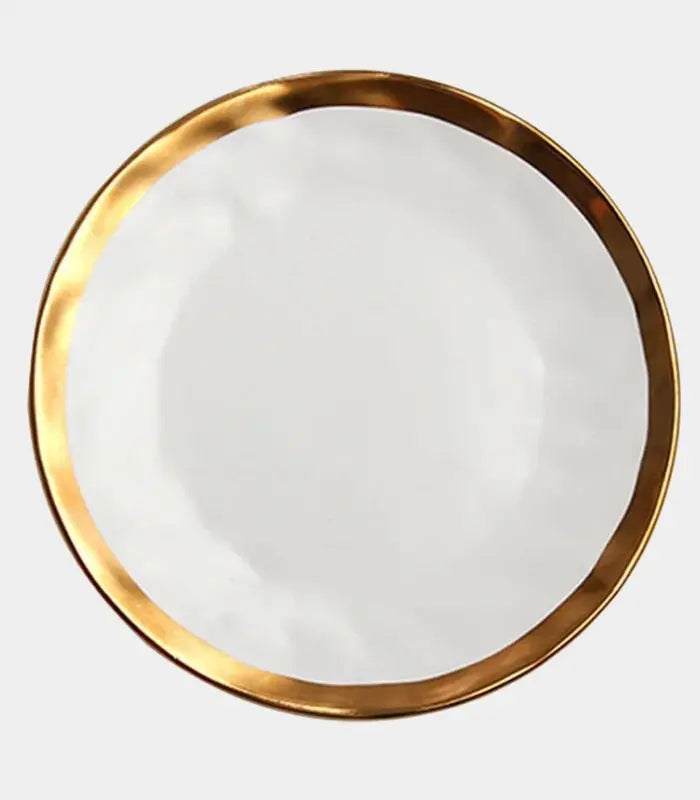 Gold Edge Porcelain Serving Platter Black & White 25 cm (10 in)