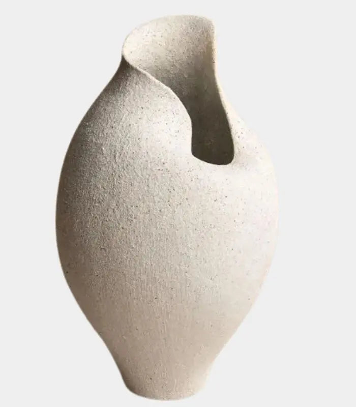 Lacrima Handcrafted Ceramic Vase – Sculptural Organic Form in Textured Cream 30 cm