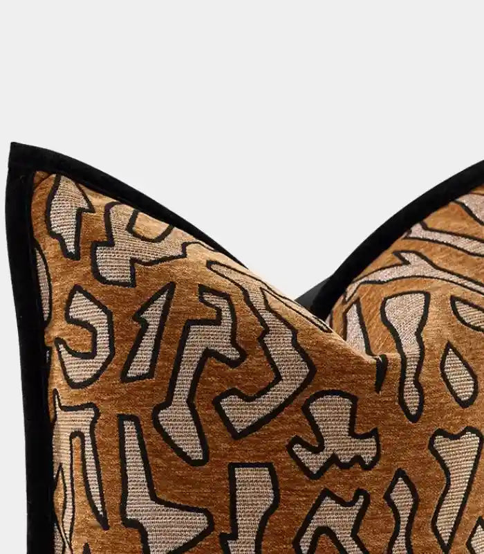 Geometric Tribal Chenille Cushion Cover Brown