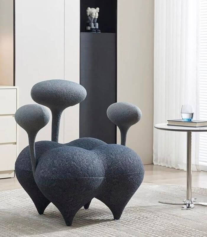 Lunar Bloom Armchair - Modern Artisanal Upholstered Sculptural Accent Chair