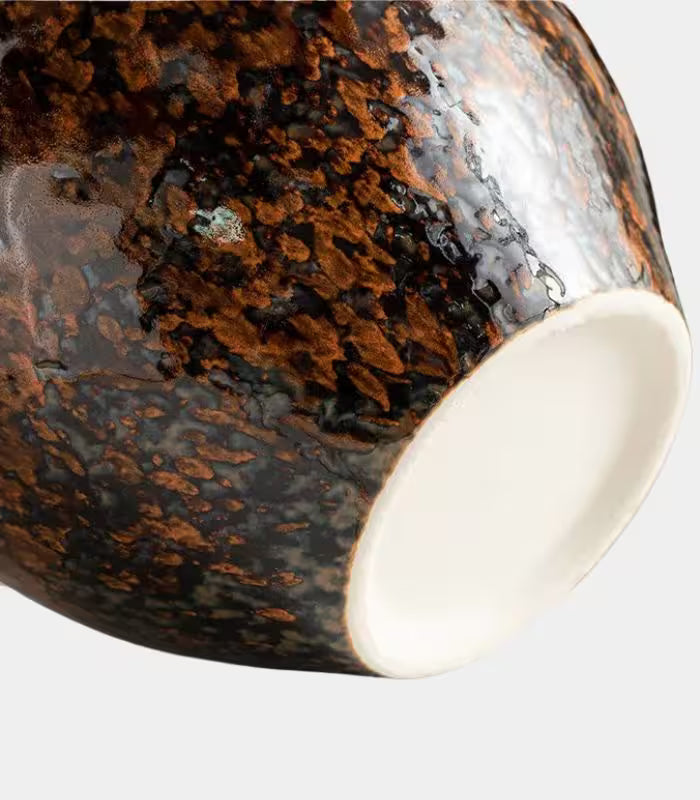 Vesper Tabetop Vase – Tortoiseshell Glaze Design with Round Silhouette Porcelain 24 cm
