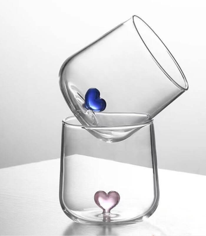 Handblown Heart Glass Goblet - Unique Cocktail Glassware