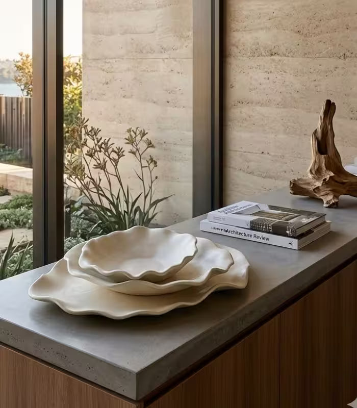 Lotus Ceramic Collection – Organic Serveware in Three Sizes Dinnerware Plates