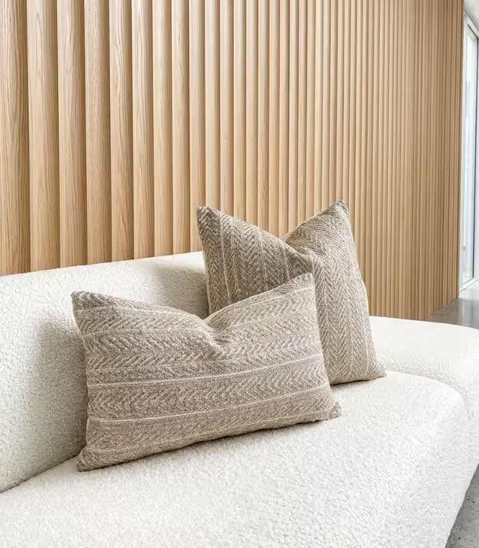 Chevron Jacquard Cushion Cover – Textured Weave in Natural Tones