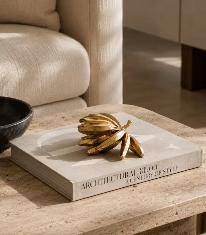 Harvest Alloy Sculpture – Gilded Banana Bunch Decorative Object 15 cm (5.91 in)