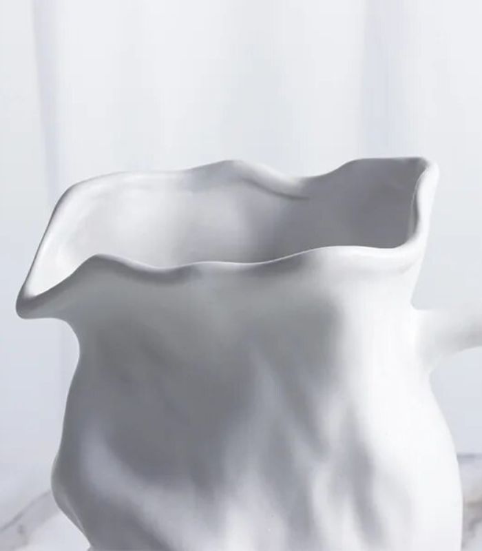 Modern Twist Pitcher Vase White Ceramic